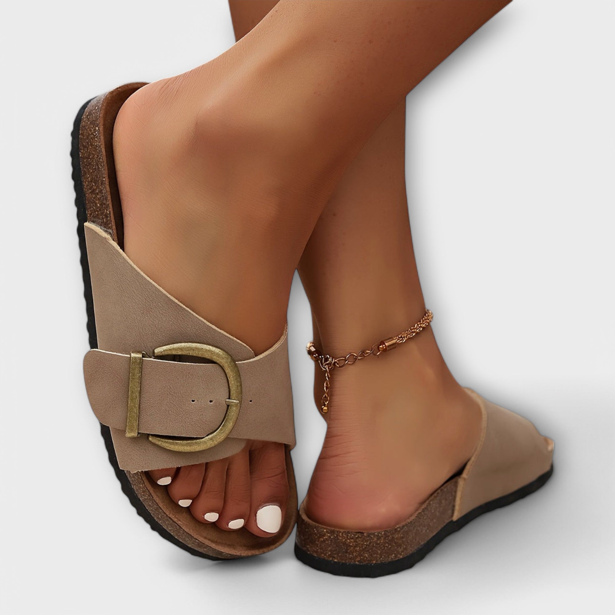 Nora | Modern Buckle Slide Sandal