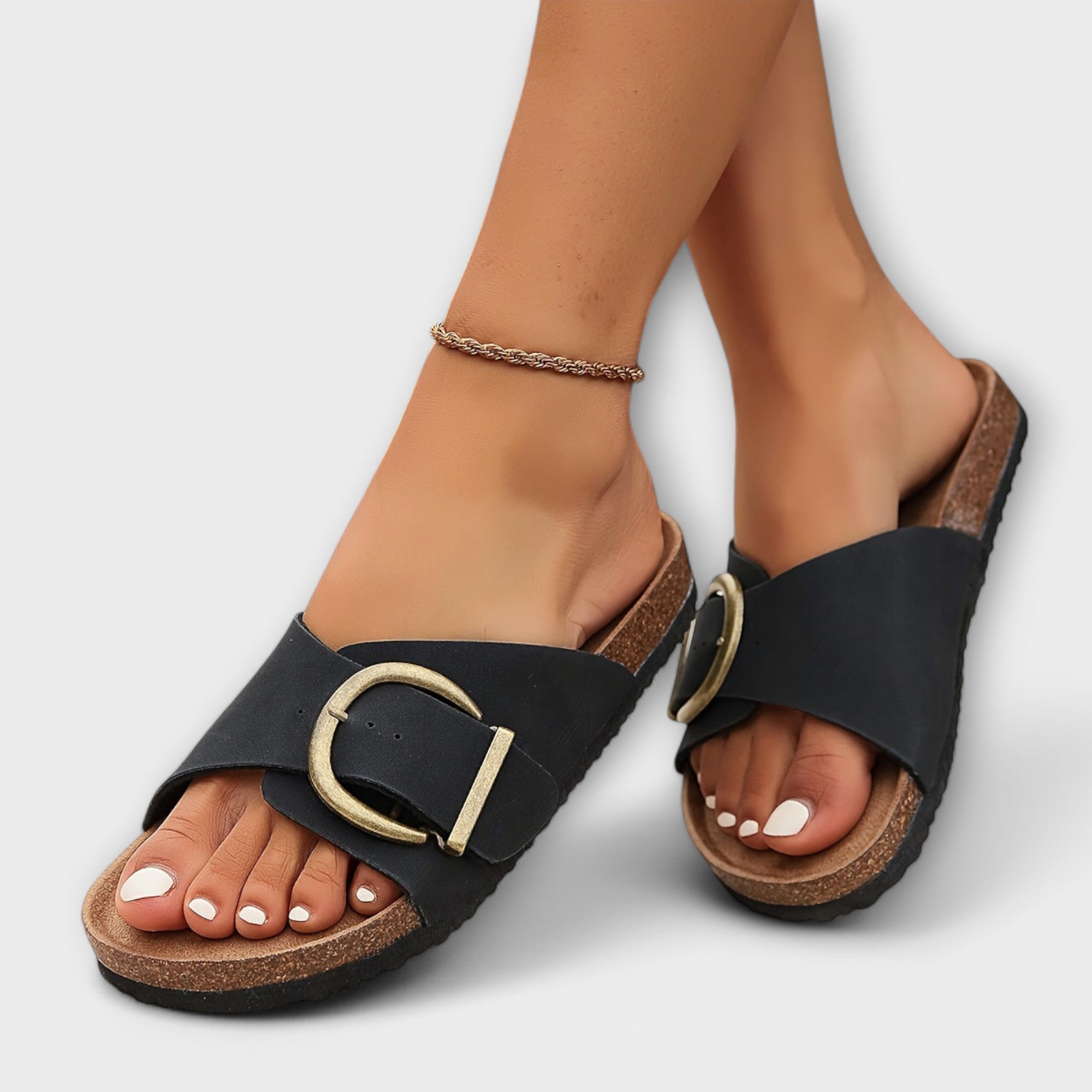 Nora | Modern Buckle Slide Sandal