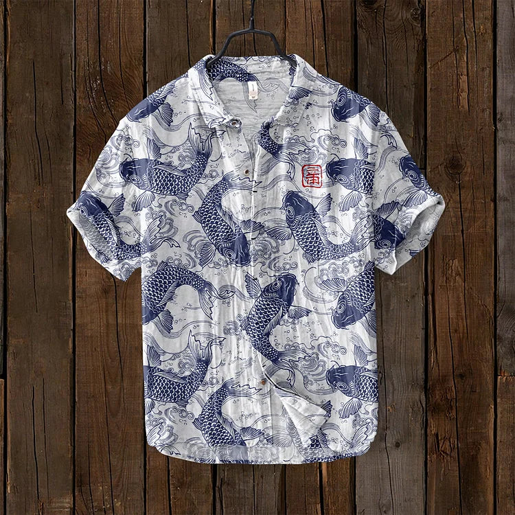 JANO | FISH ART LINEN SHIRT