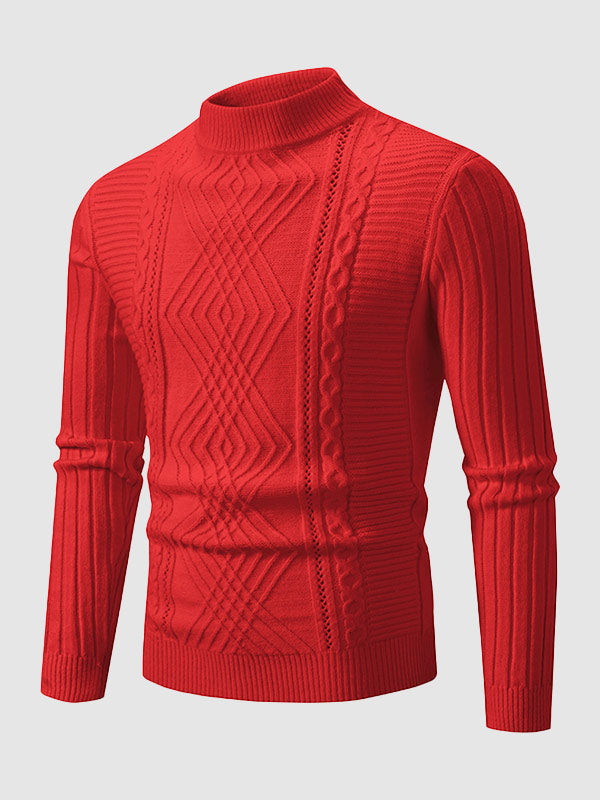 MILLER | MEN'S GEOMETRIC TWIST SLIM STAND COLLAR SWEATER