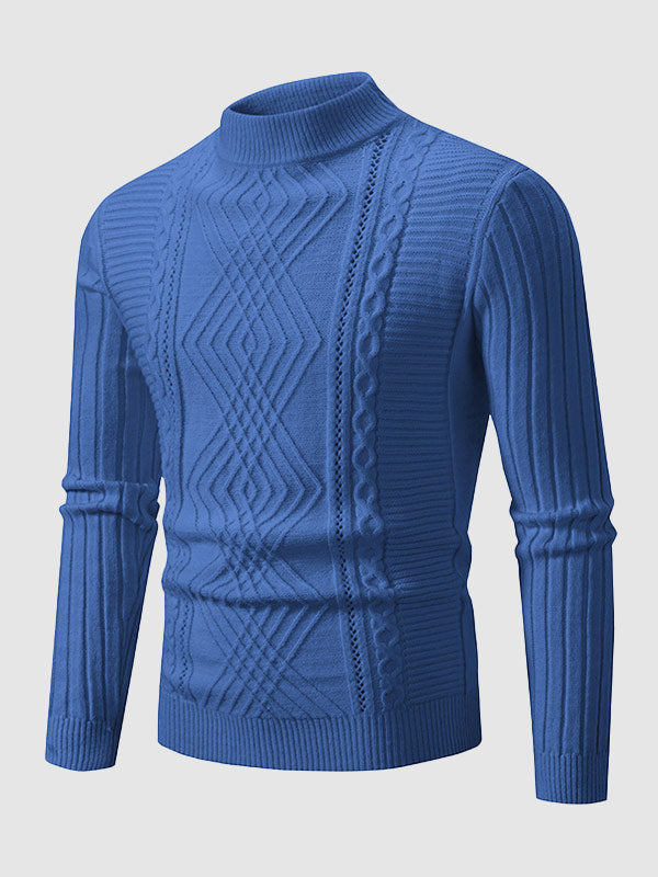 MILLER | MEN'S GEOMETRIC TWIST SLIM STAND COLLAR SWEATER