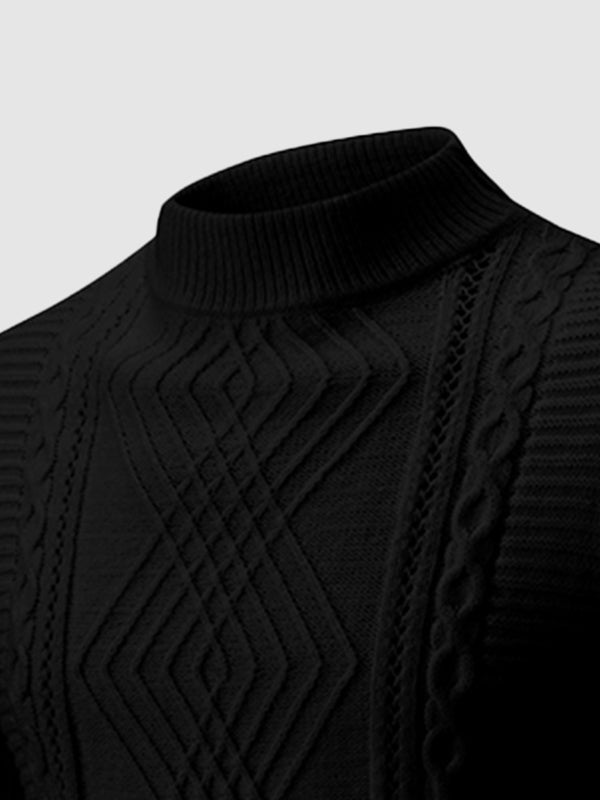 MILLER | MEN'S GEOMETRIC TWIST SLIM STAND COLLAR SWEATER