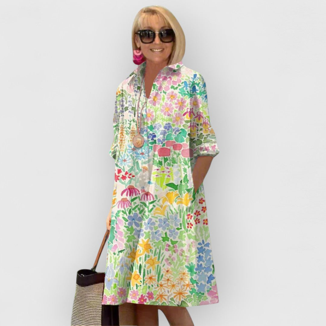 Eliora | Colorful Floral Shirt Dress