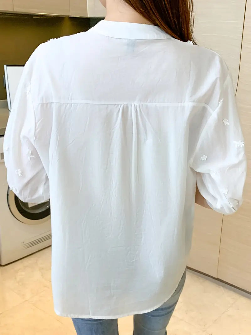 Monique | Embroidered Half-sleeve Blouse