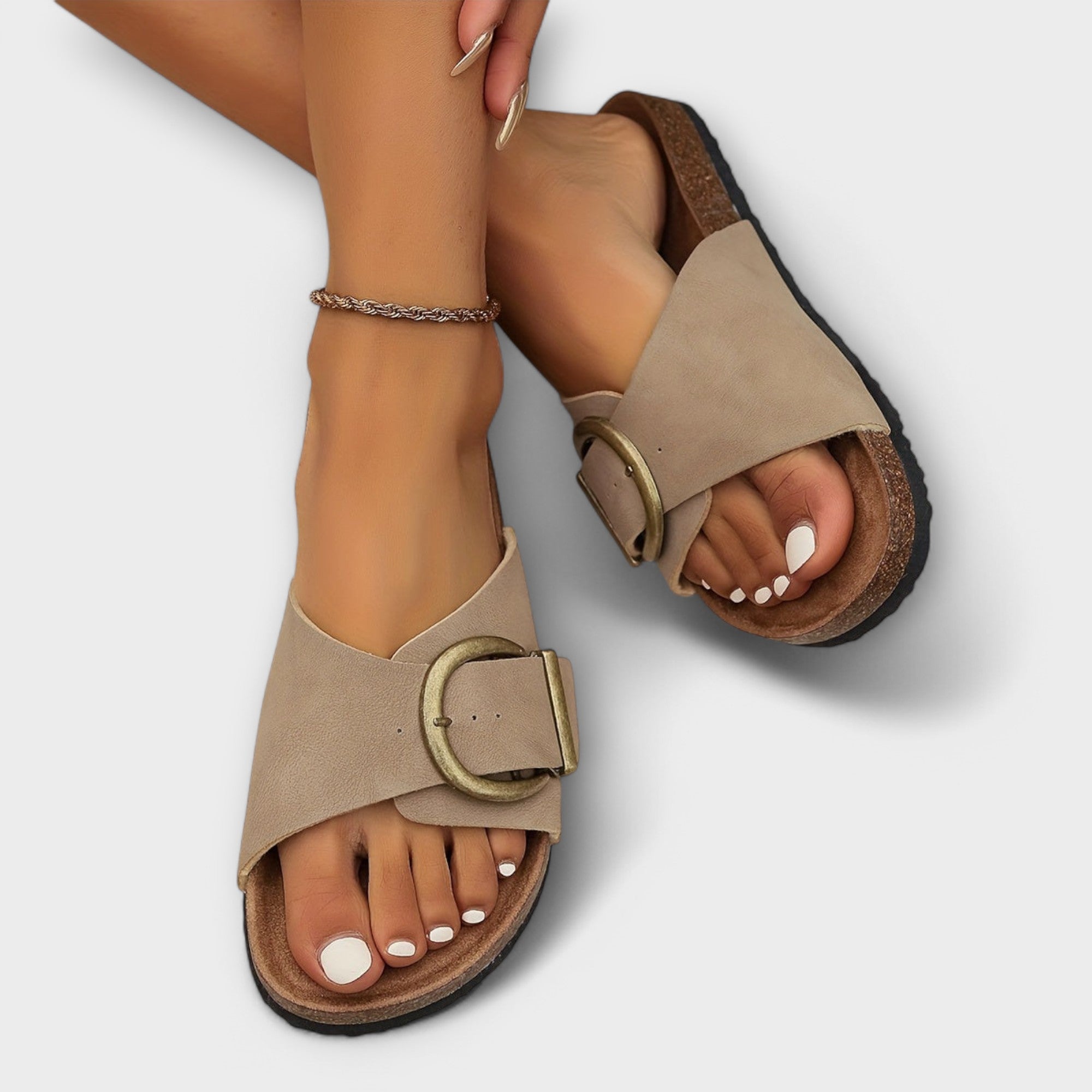 Nora | Modern Buckle Slide Sandal