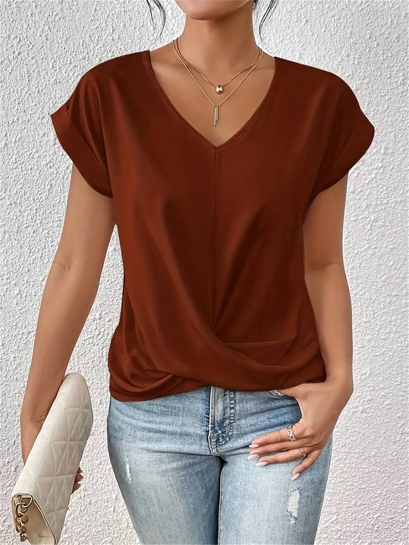 Lynn | Twist-front V-neck Blouse