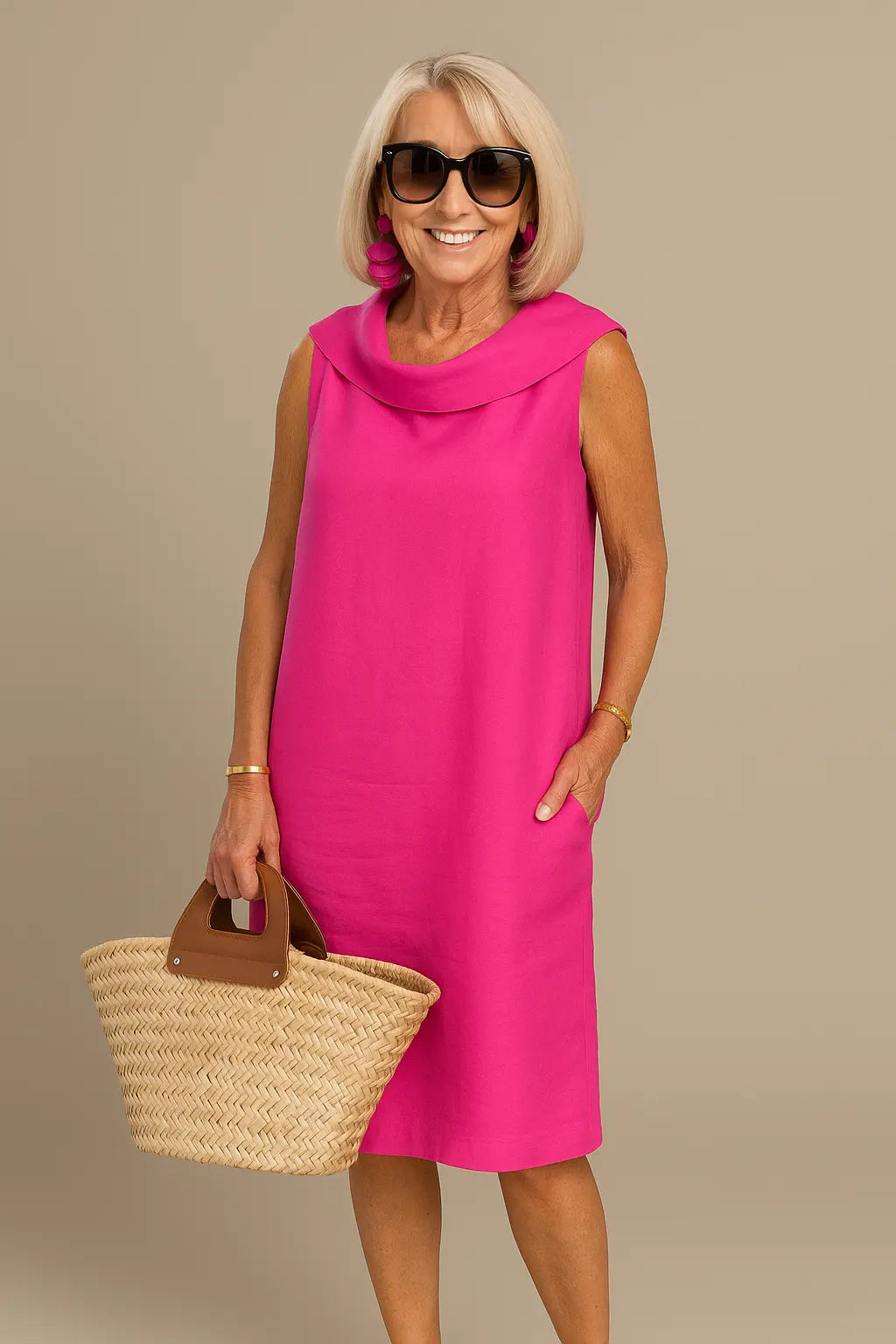 Perla | Sleeveless Shift Dress with Round Neck