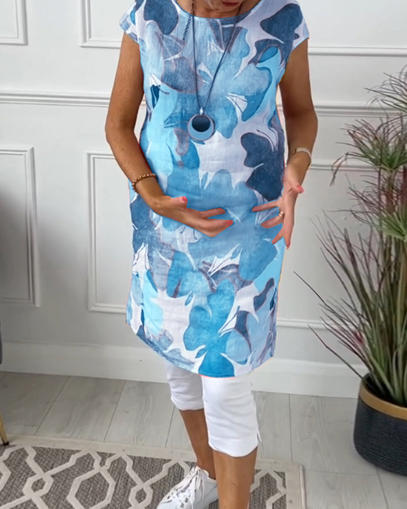 SALLY - COLORFUL RELAXED LONG FLORAL TOP