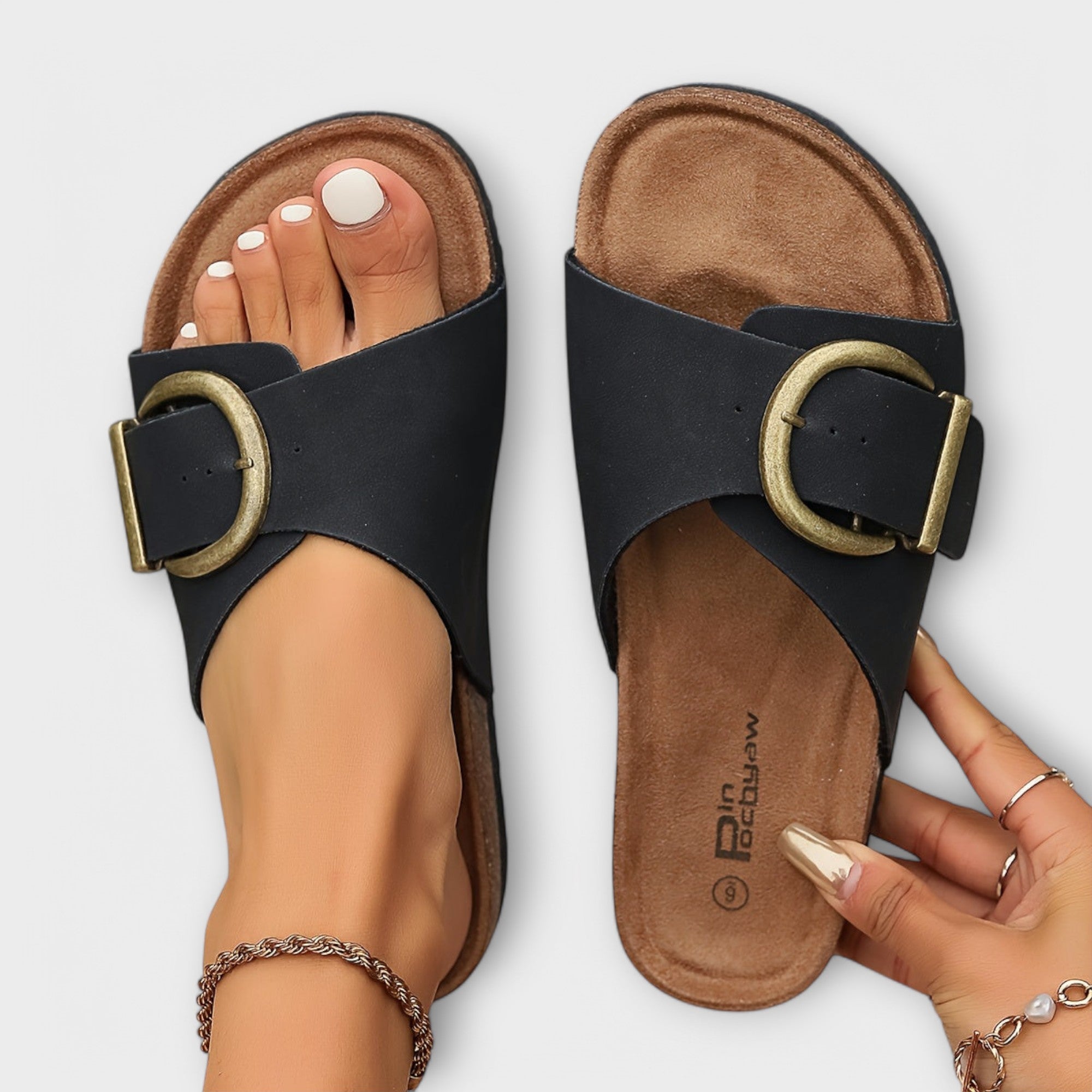 Nora | Modern Buckle Slide Sandal