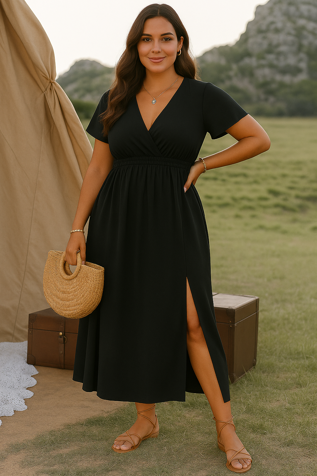 Selena | Tummy-Friendly v-neck midi dress
