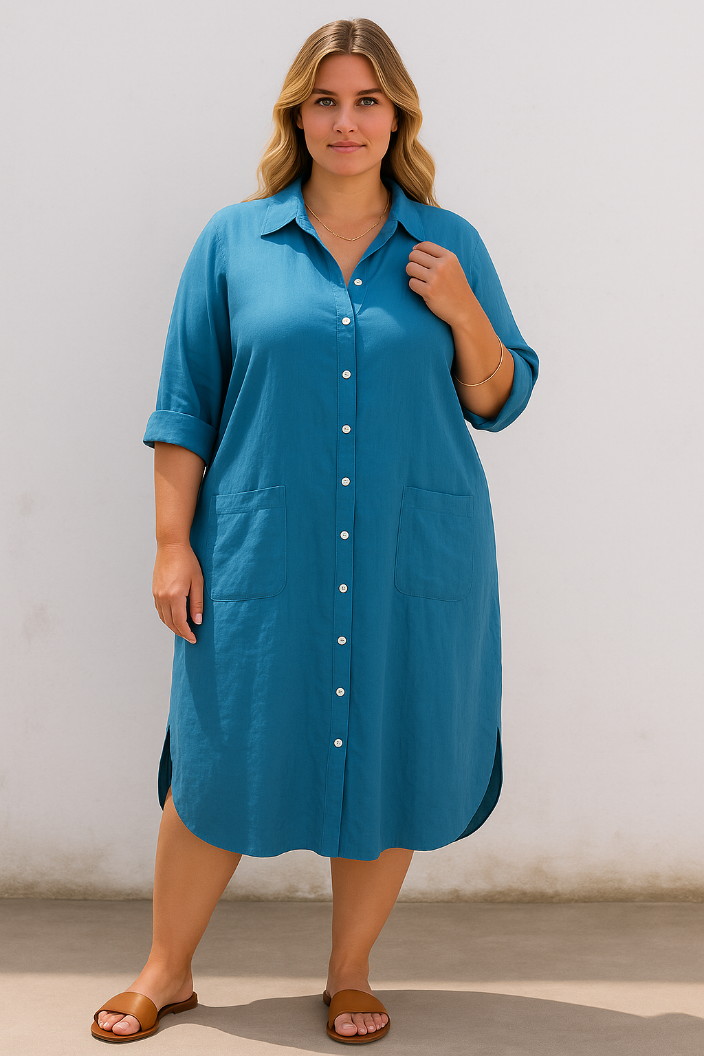Vivienne | Tummy-Friendly button-down shirt dress