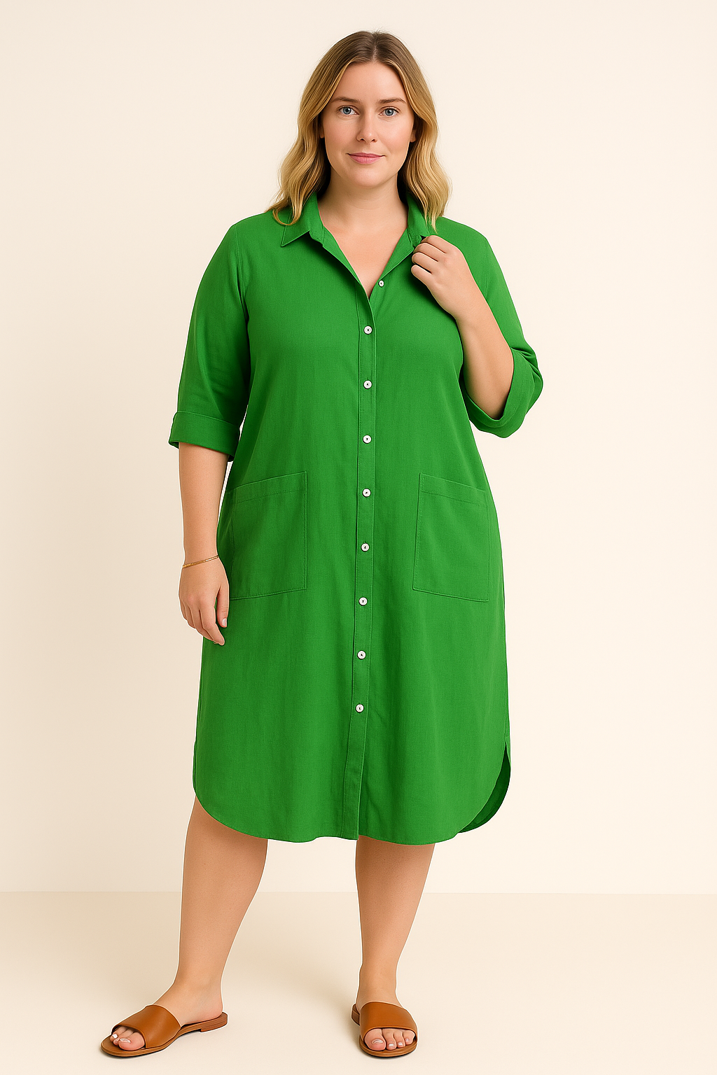 Vivienne | Tummy-Friendly button-down shirt dress