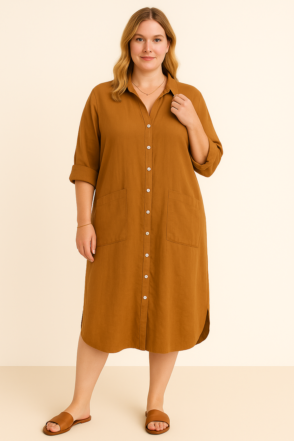 Vivienne | Tummy-Friendly button-down shirt dress