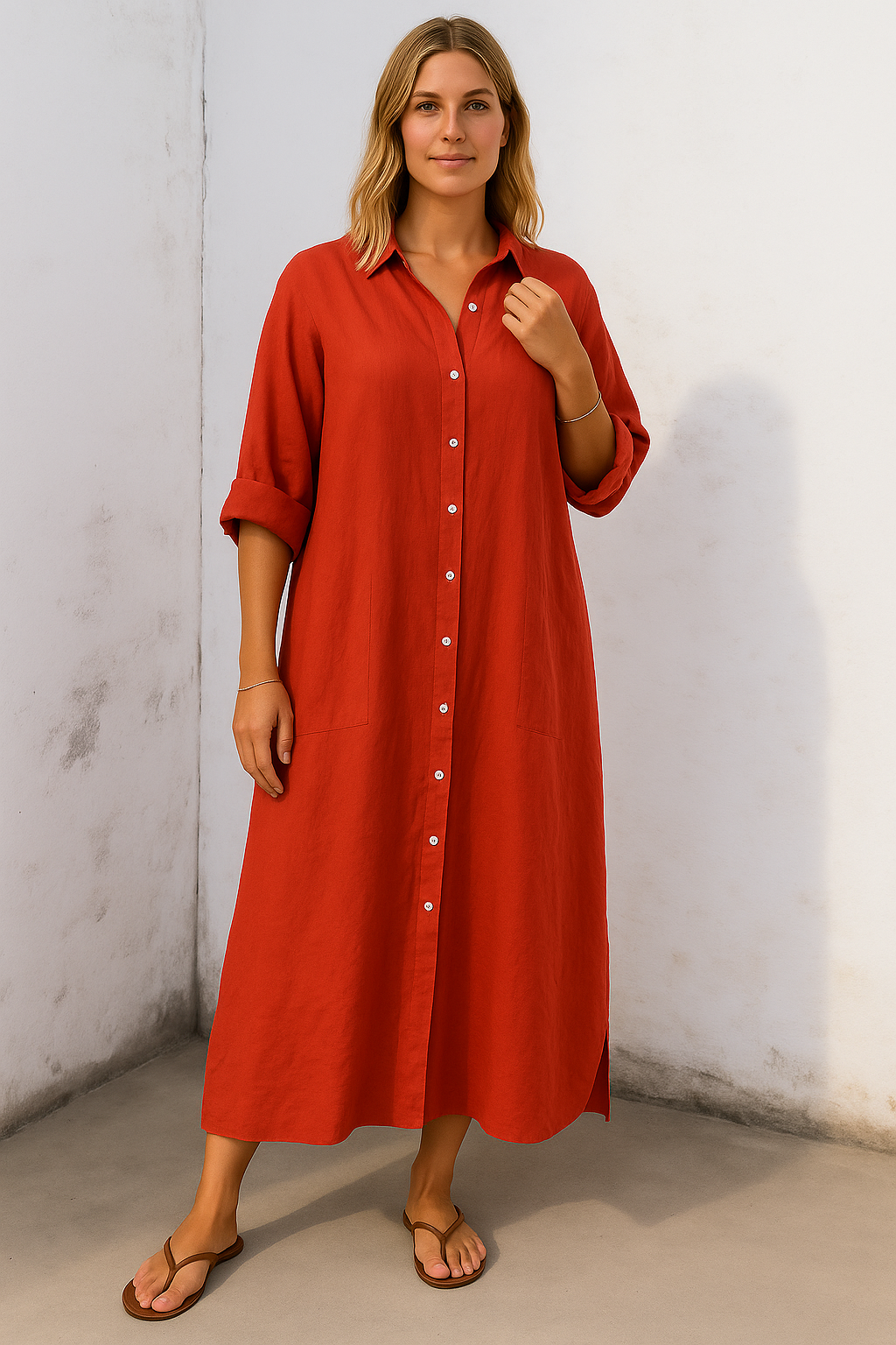 Vivienne | Tummy-Friendly button-down shirt dress