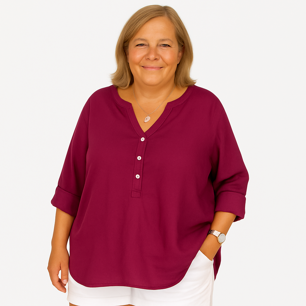 Sylvie | arms friendly half-button blouse