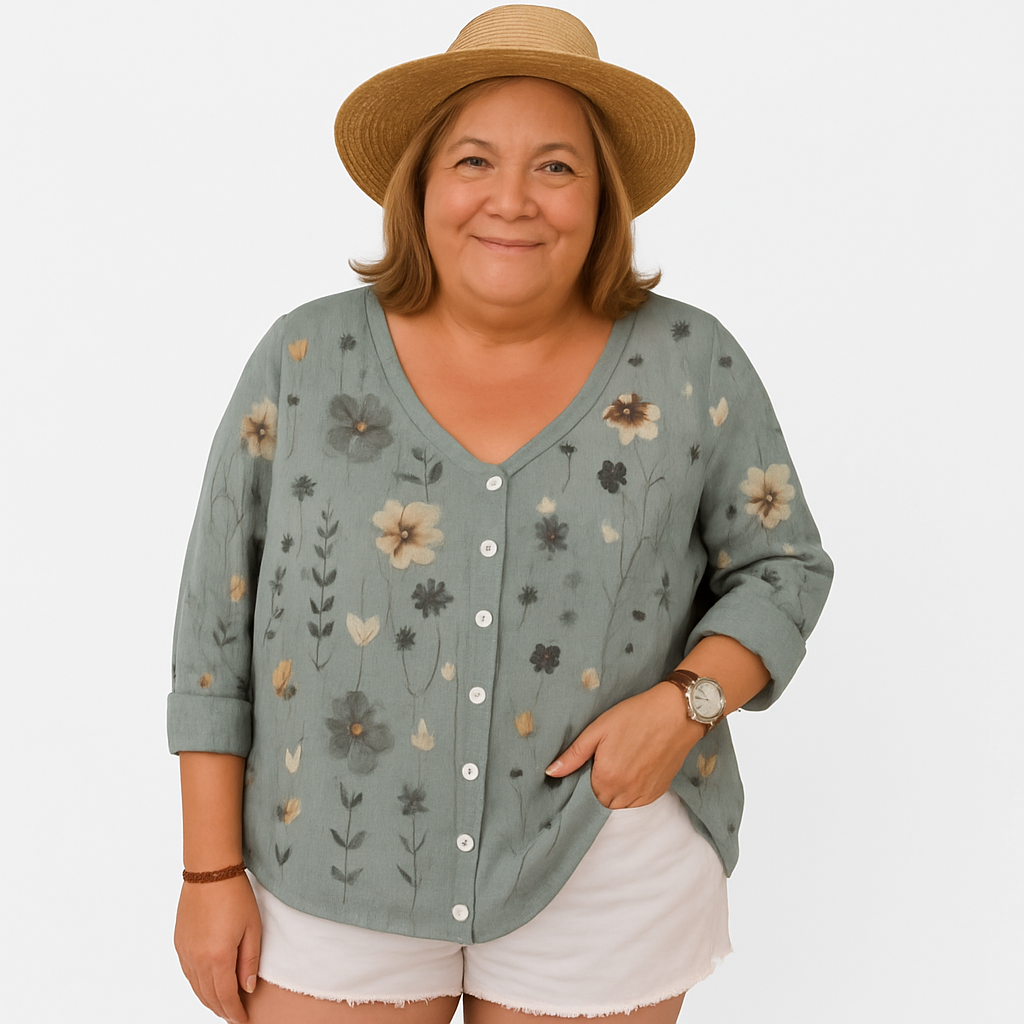Flora | arms friendly floral button-down blouse