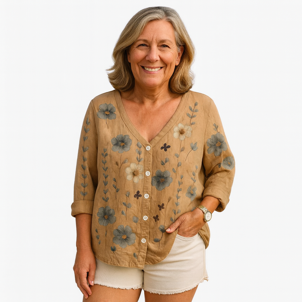 Flora | arms friendly floral button-down blouse