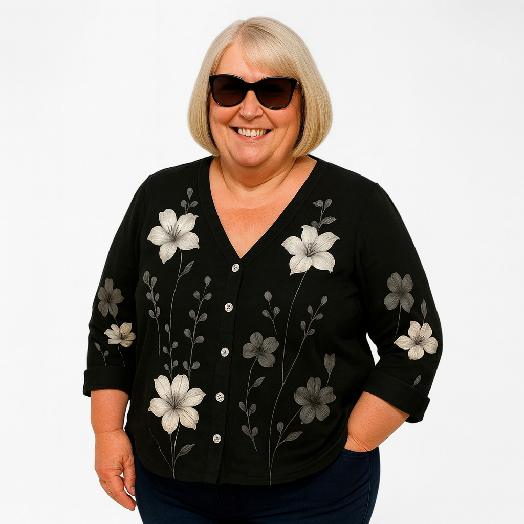 Flora | arms friendly floral button-down blouse