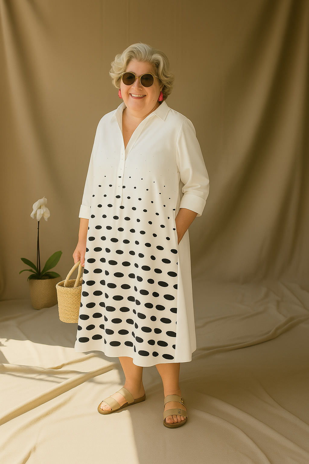 Lilia | Tummy-Friendly Polka Dot Shirt Dress