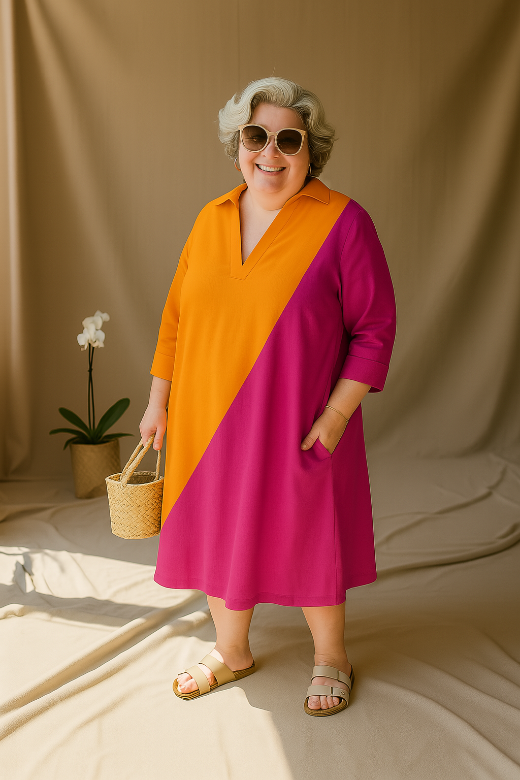 Liora | Tummy-Friendly Color Block Shirt Dress