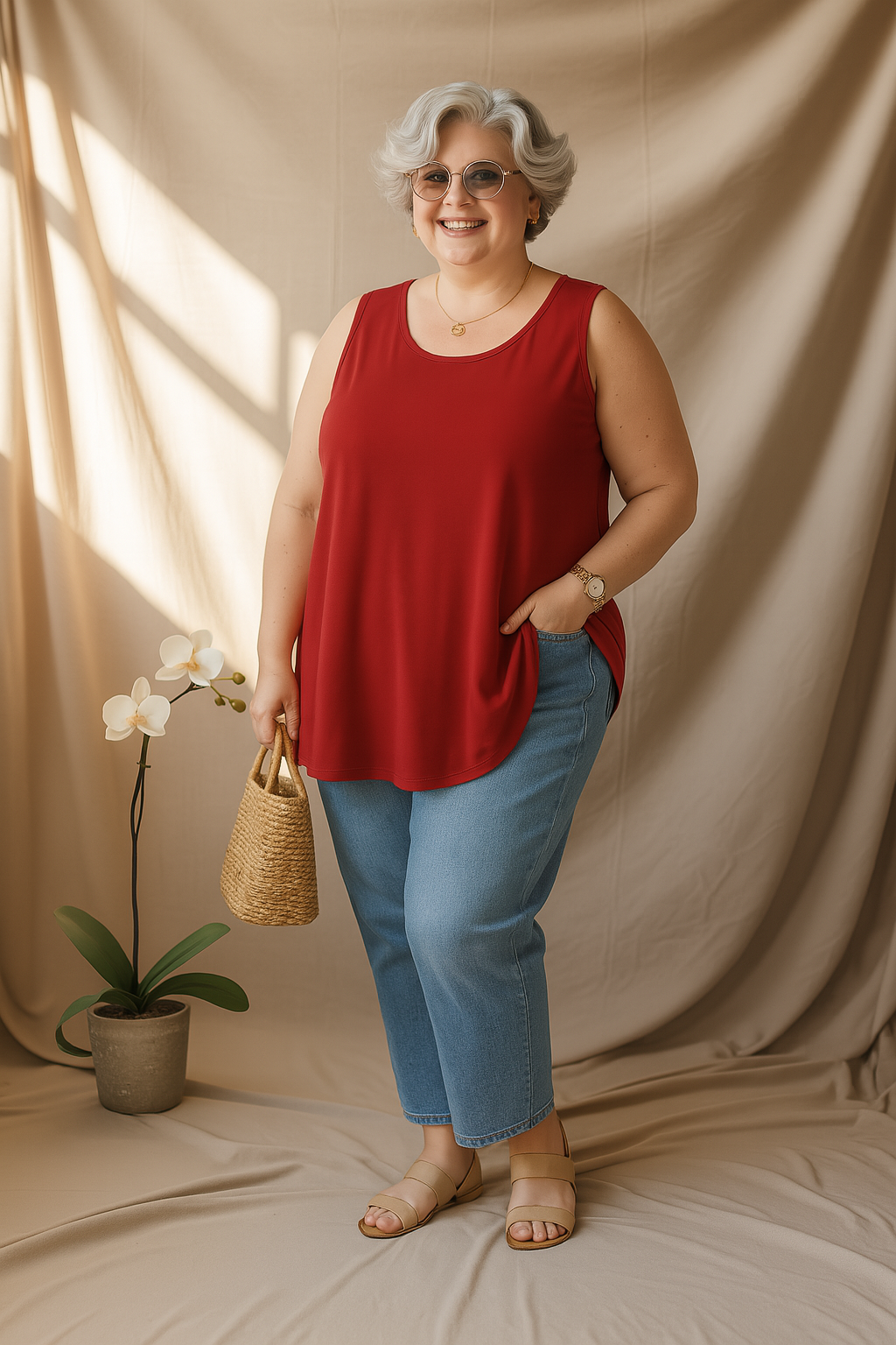 Tess | Wine Red Plus Size Tank Top