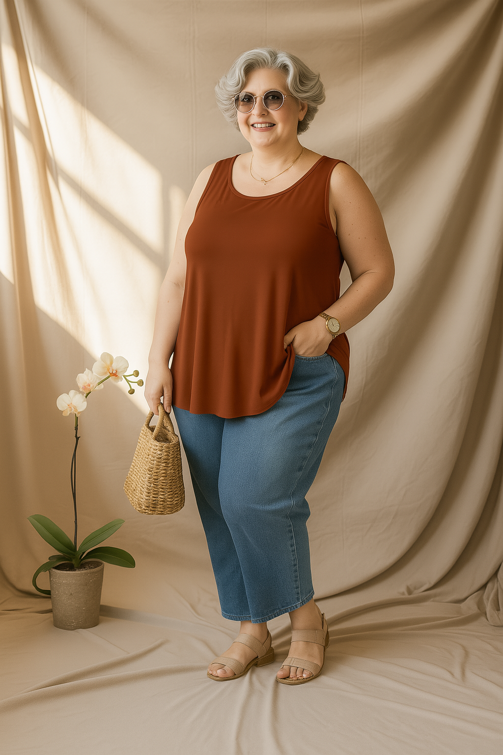 Lura | Brown Plus Size Tank Top