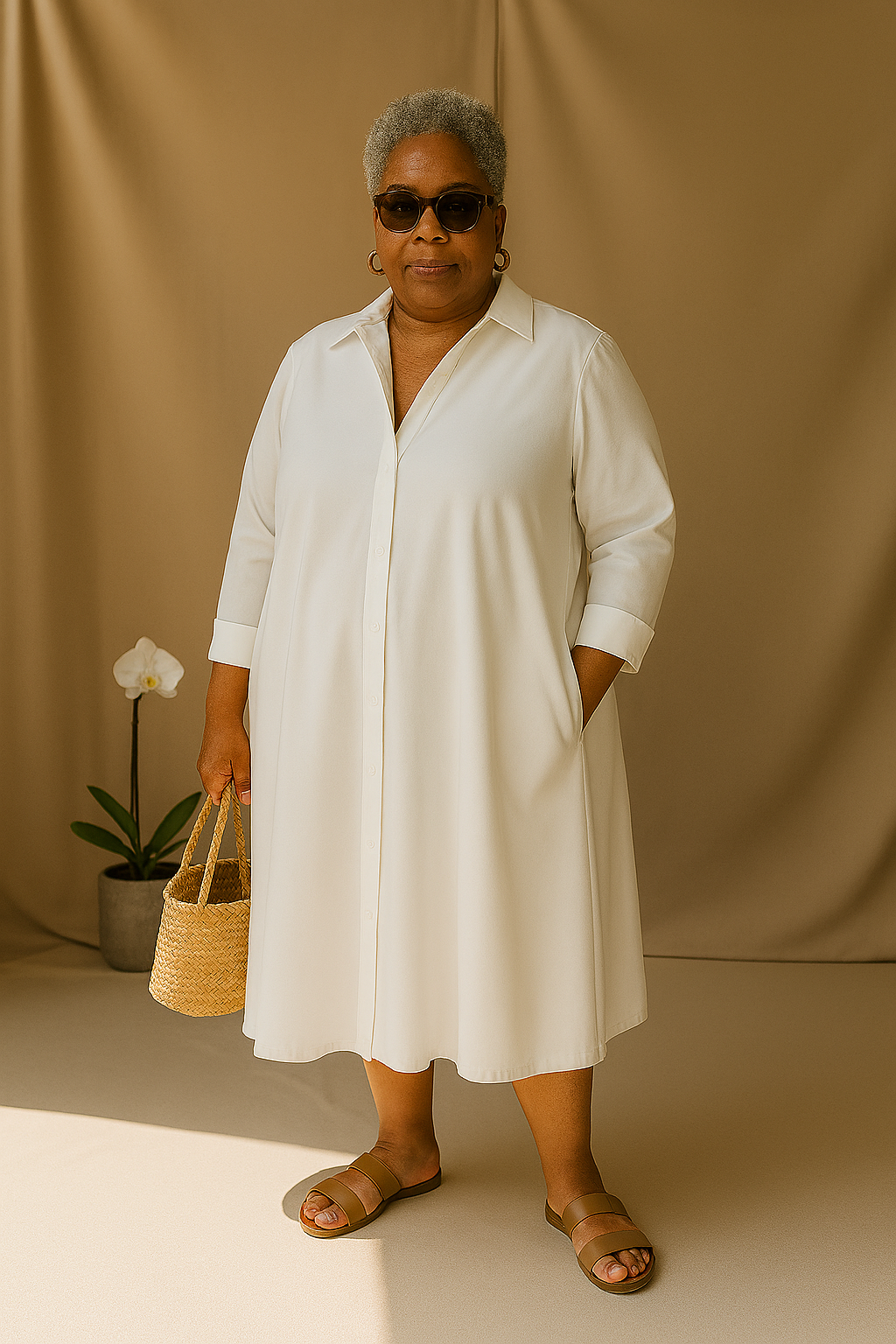 Dilia | Tummy-Friendly Classic White Shirt Dress