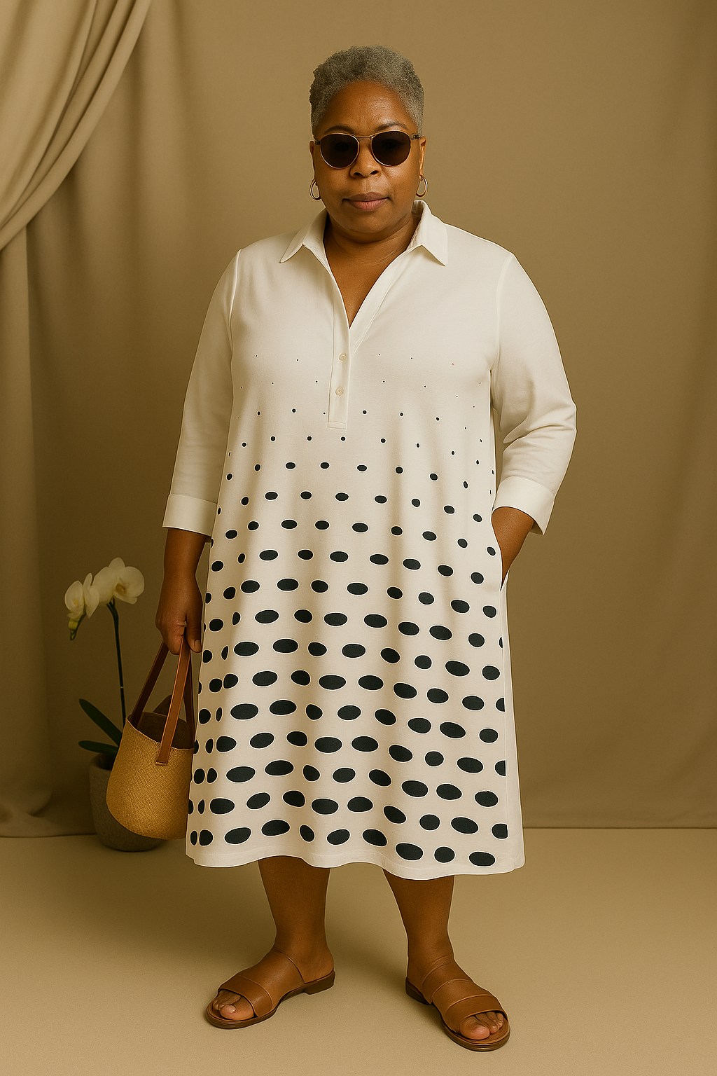 Lilia | Tummy-Friendly Polka Dot Shirt Dress