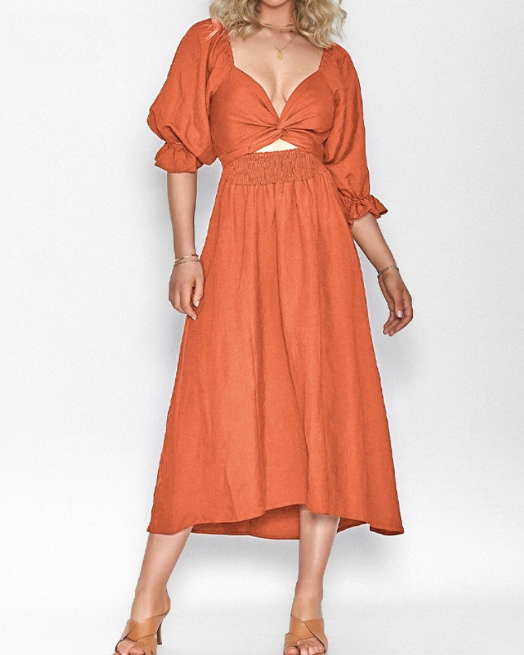 Sussie | Elegant Cut-Out Summer Midi Dress