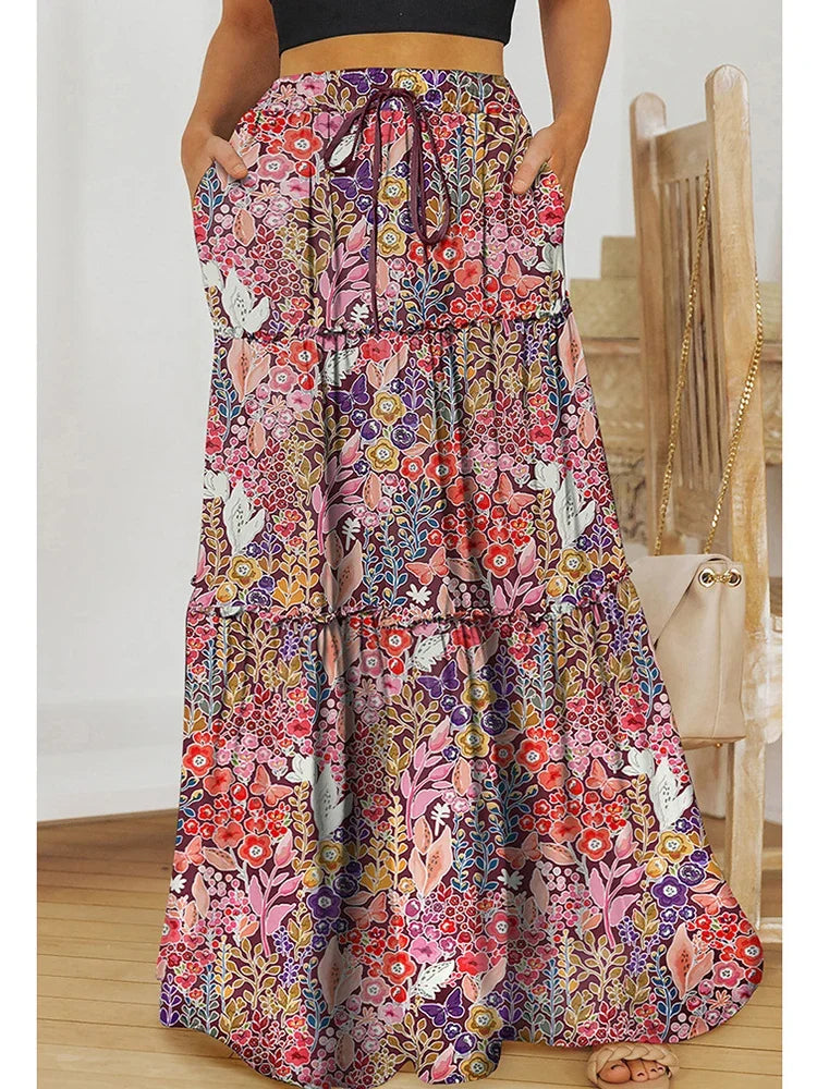 Janela | Boho Patchwork Maxi Skirt