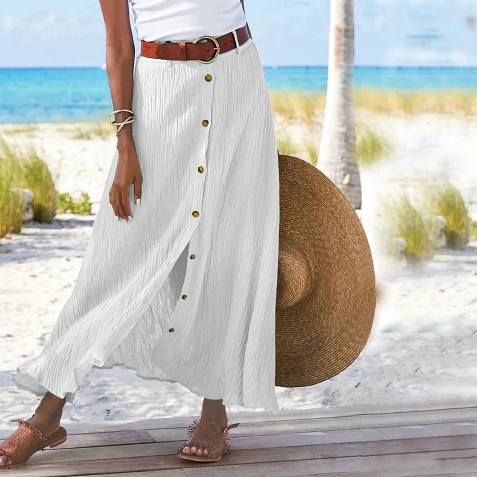 Aura | Buttoned Flow Maxi Skirt