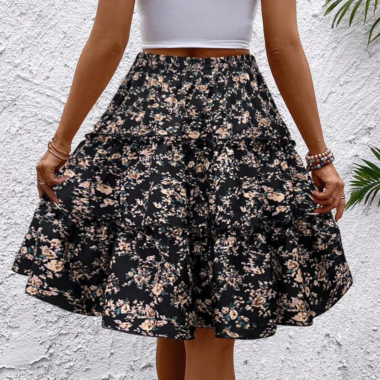 Fatima | Floral Tiered Mini Skirt