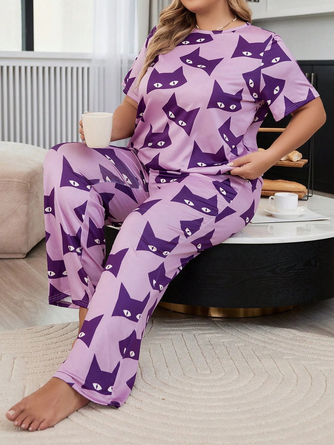 Lizzie | Cozy Cat Plus Size Sleepwear Set