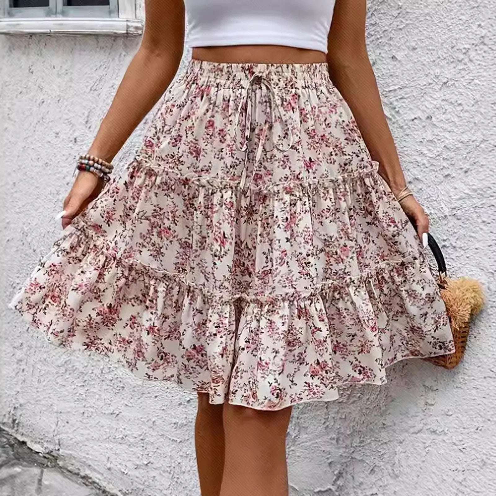 Fatima | Floral Tiered Mini Skirt