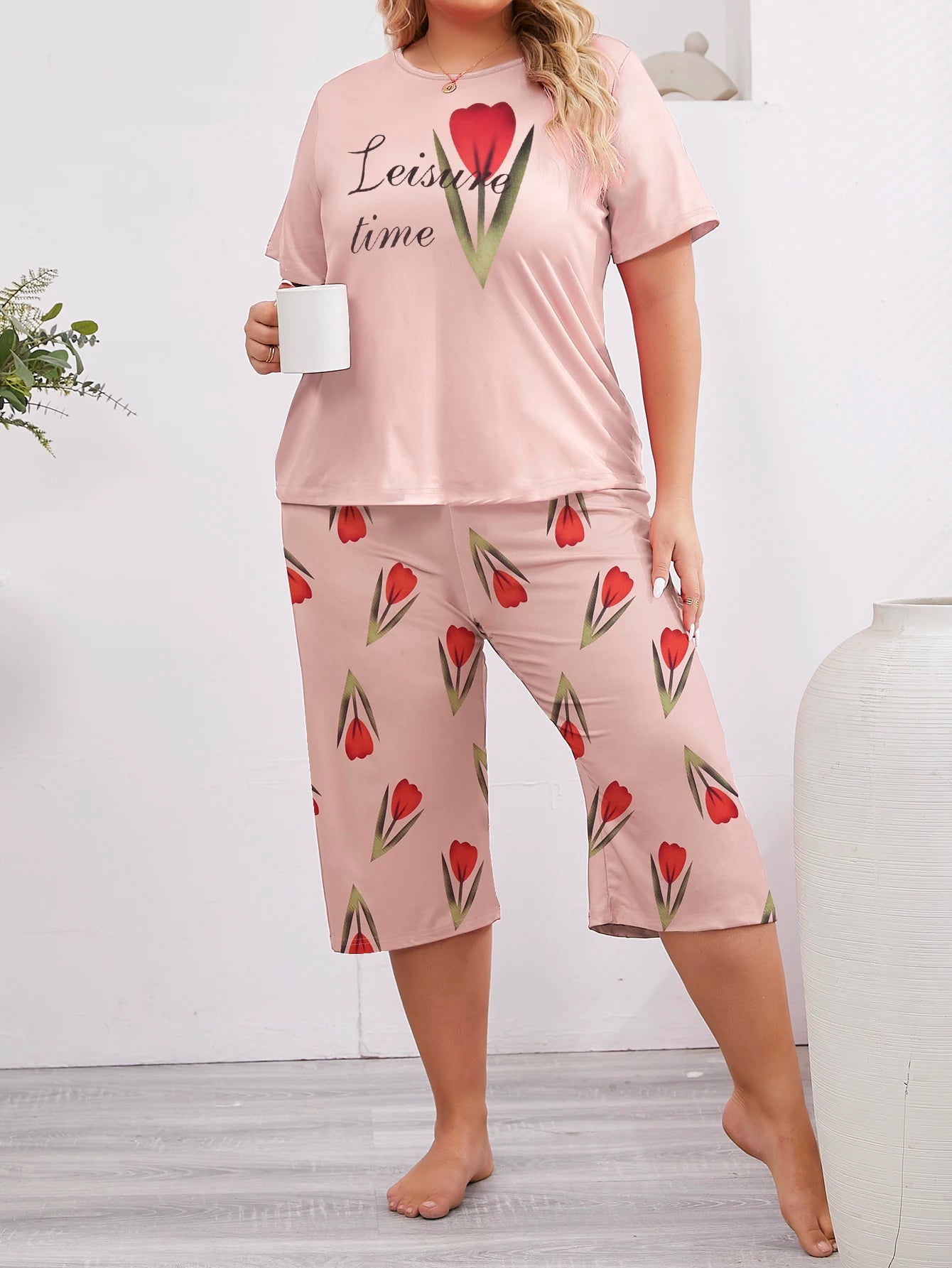 Missy | Leisure Bloom Plus Size Sleepwear Set