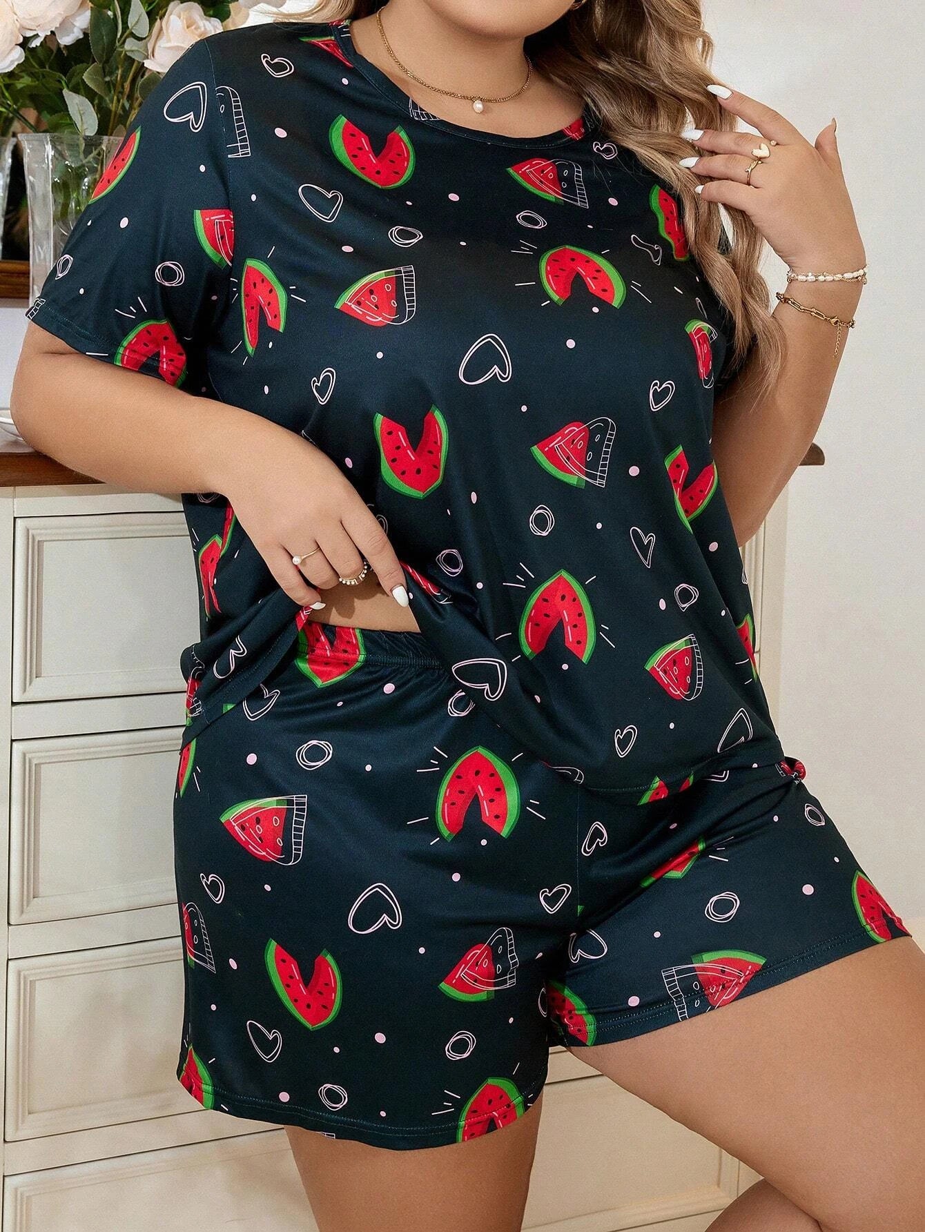 Vera | Watermelon Plus Size Sleepwear Set
