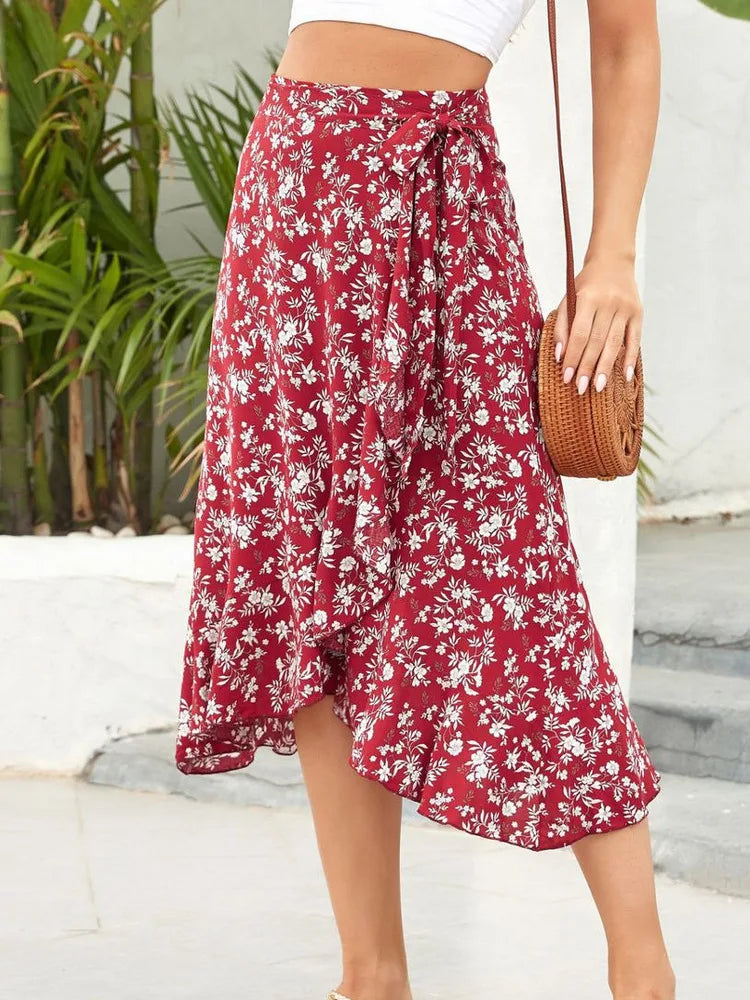Klea | Floral Wrap Midi Skirt