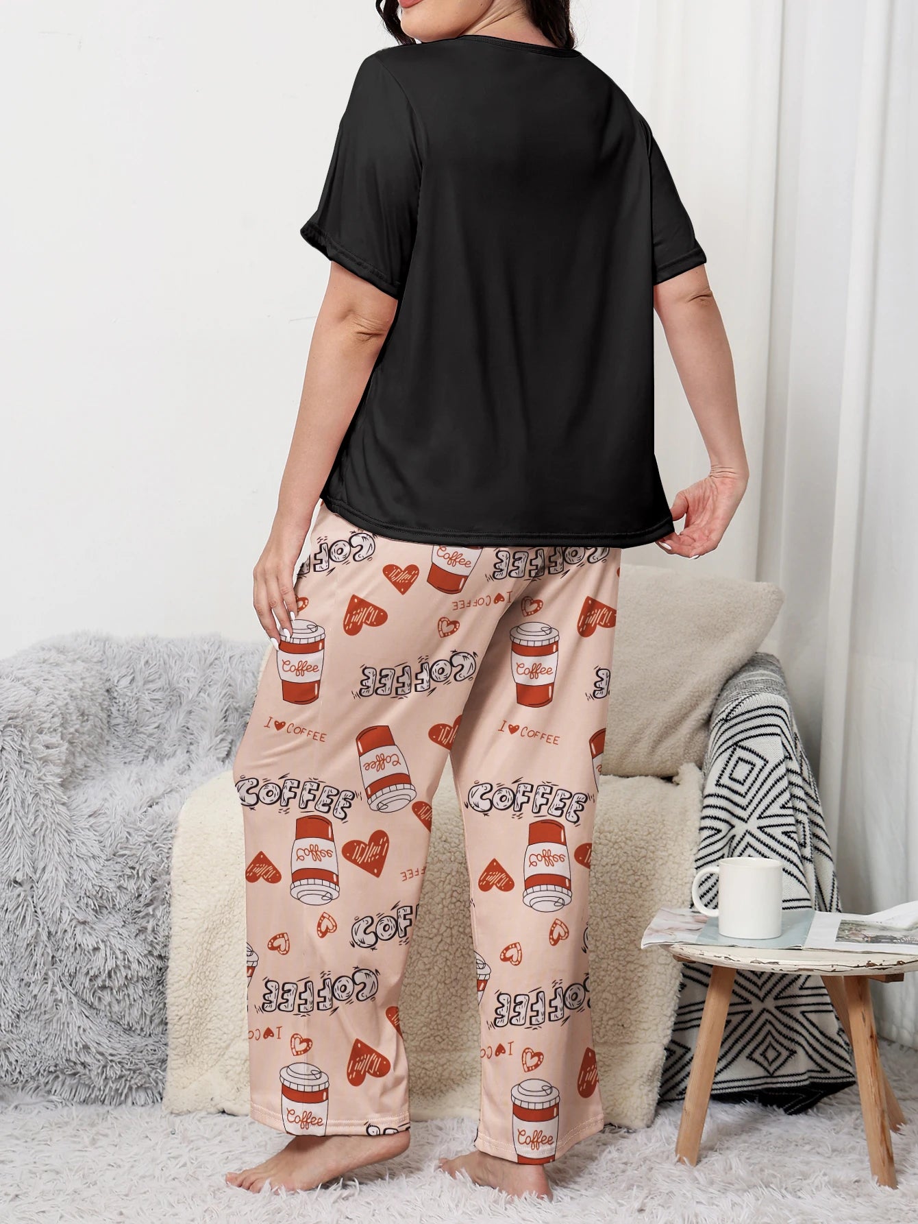Tori | Cozy Coffee Vibes Plus Size Sleepwear Set