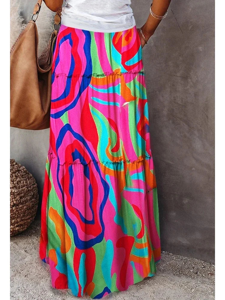 Janela | Boho Patchwork Maxi Skirt