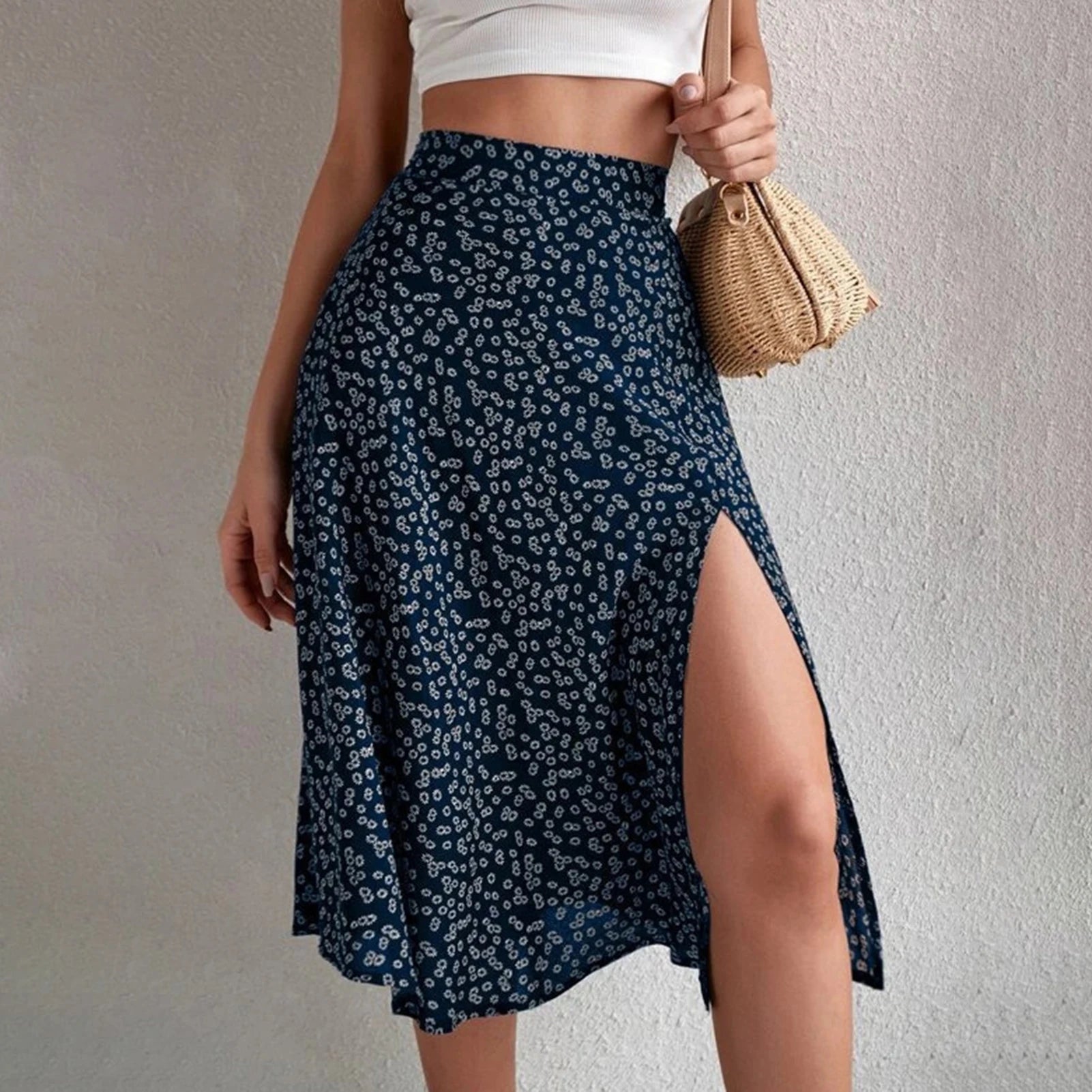 Jessie | Floral Slit Midi Skirt