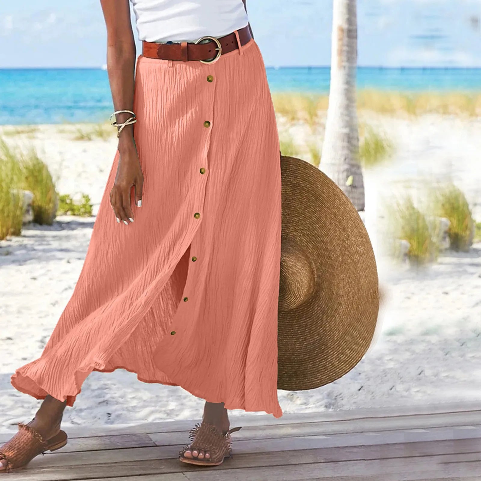 Aura | Buttoned Flow Maxi Skirt