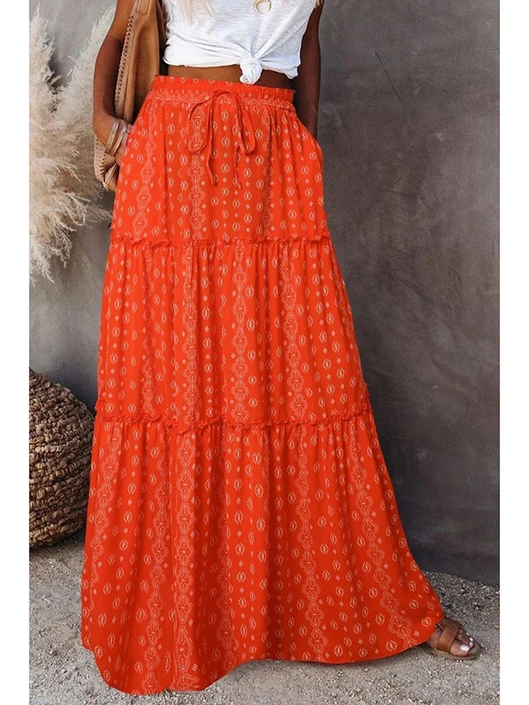 Janela | Boho Patchwork Maxi Skirt