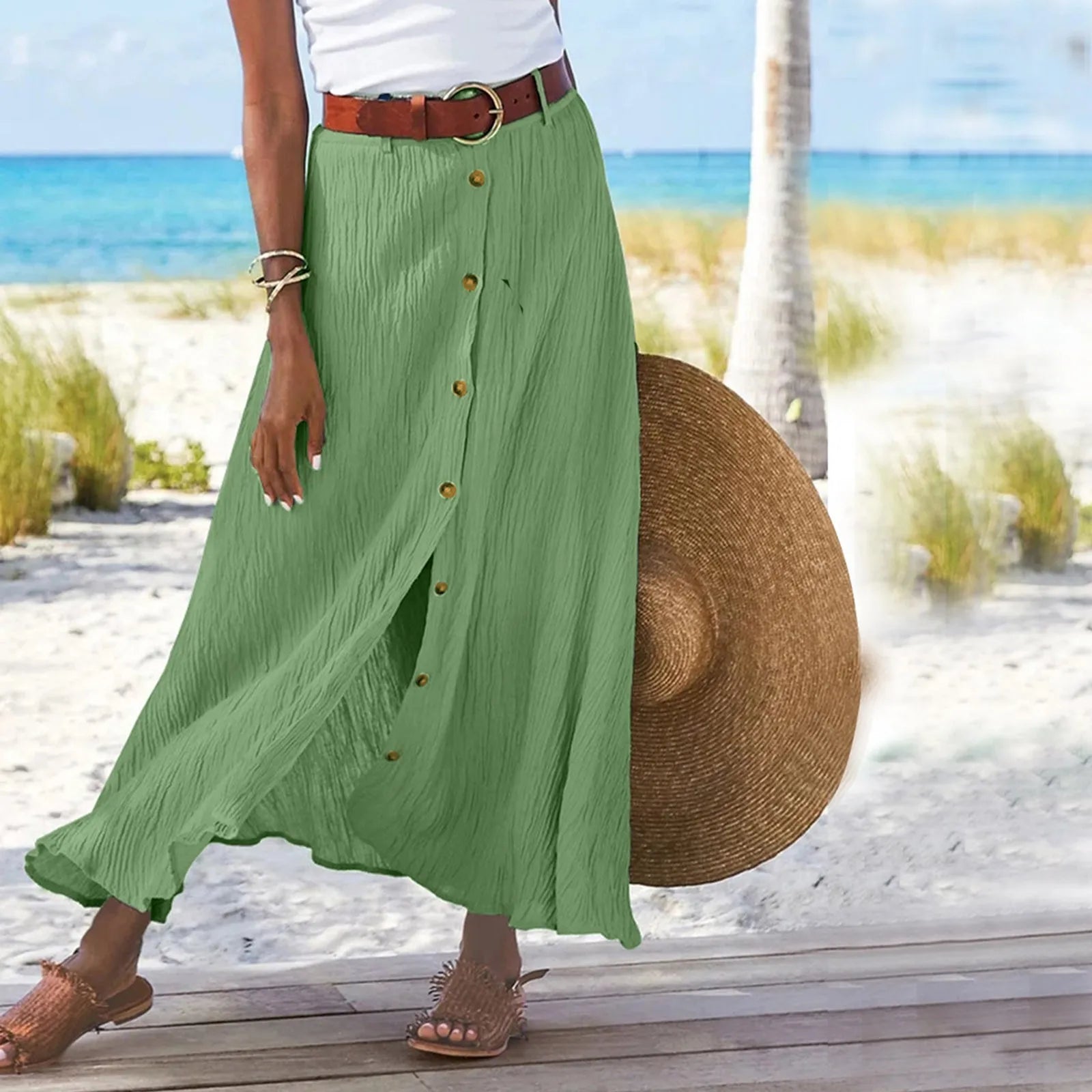 Aura | Buttoned Flow Maxi Skirt