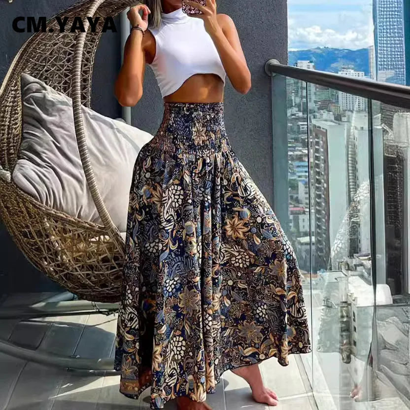 Audrey | Boho Paisley Maxi Skirt