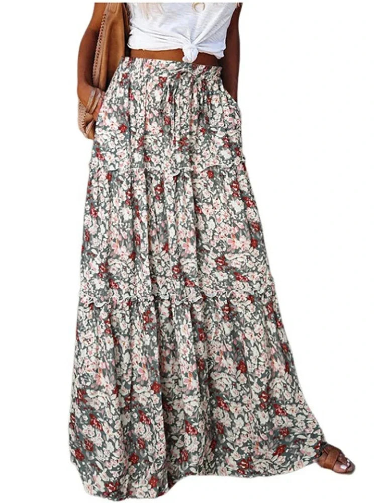 Janela | Boho Patchwork Maxi Skirt