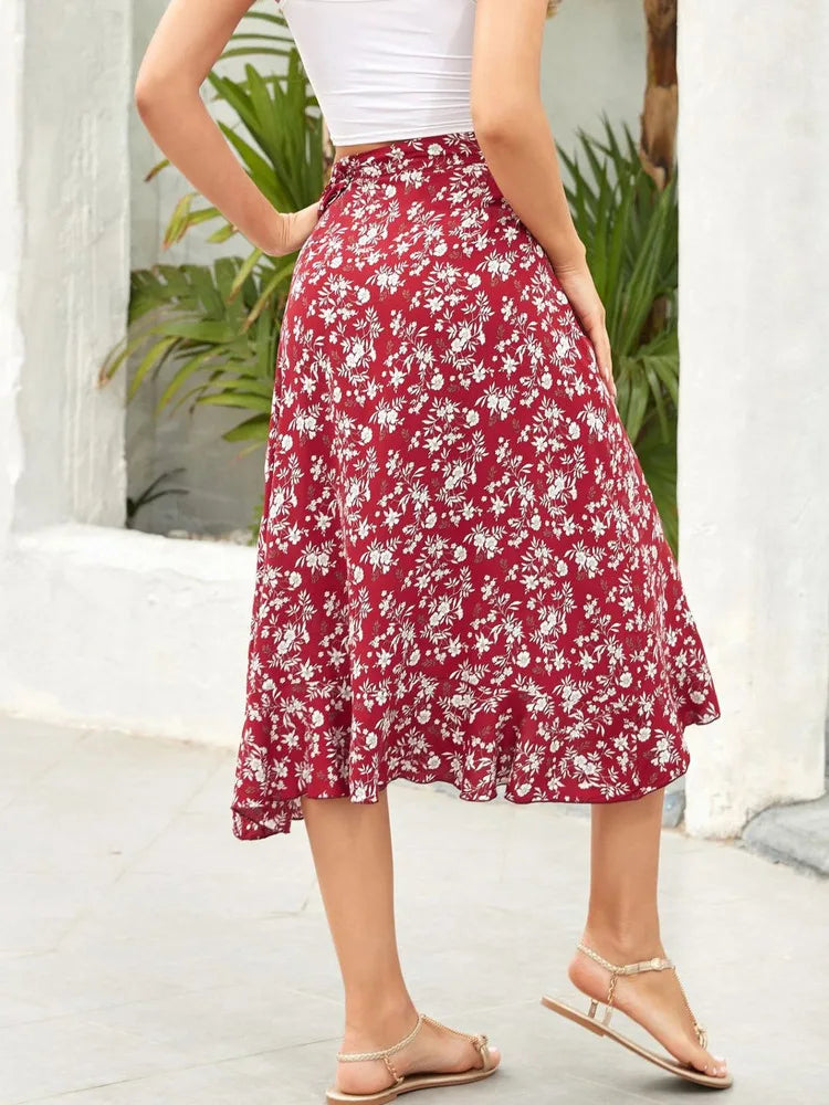 Klea | Floral Wrap Midi Skirt