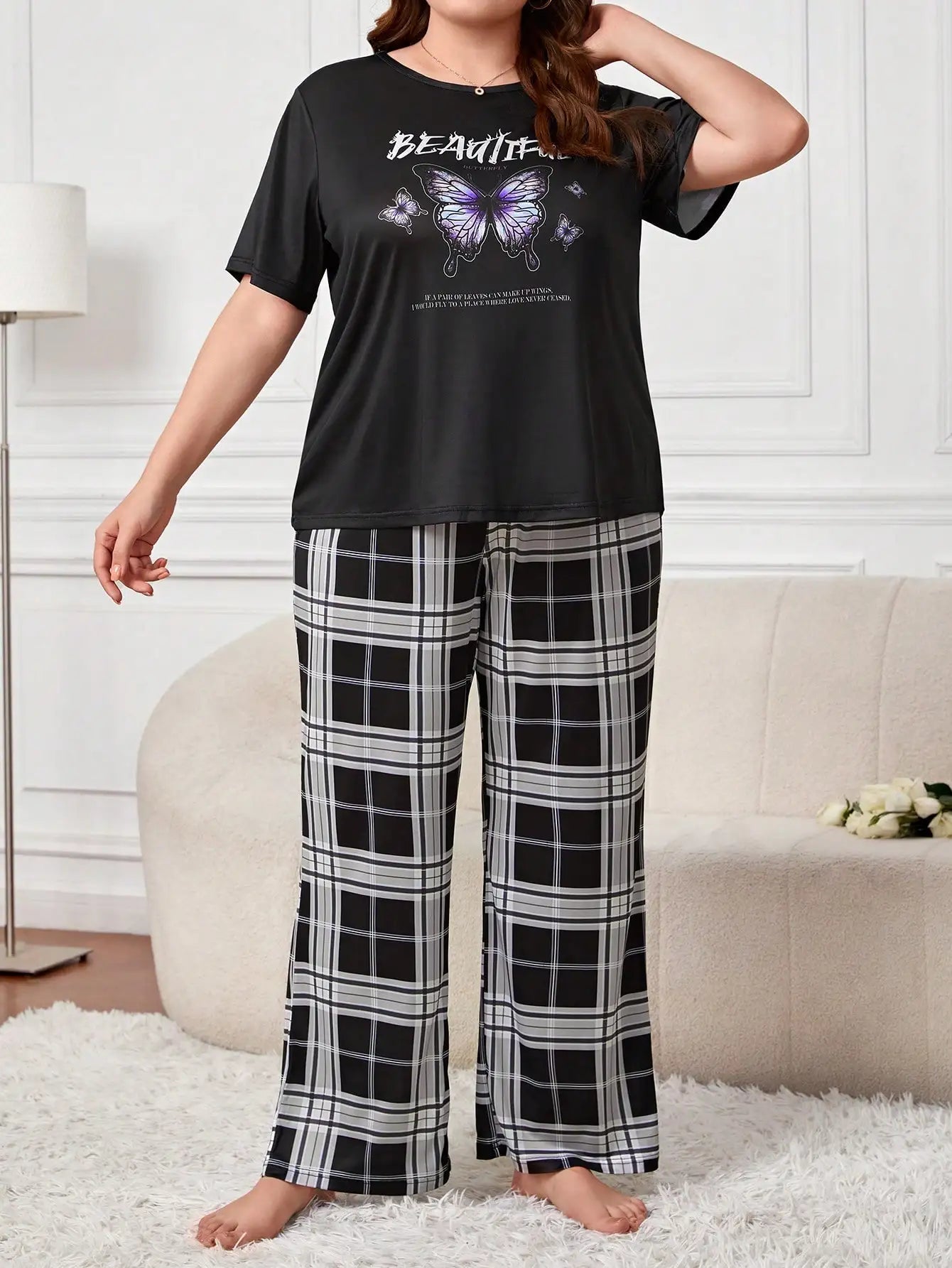 Jenna | Butterfly Plus Size Sleepwear Set
