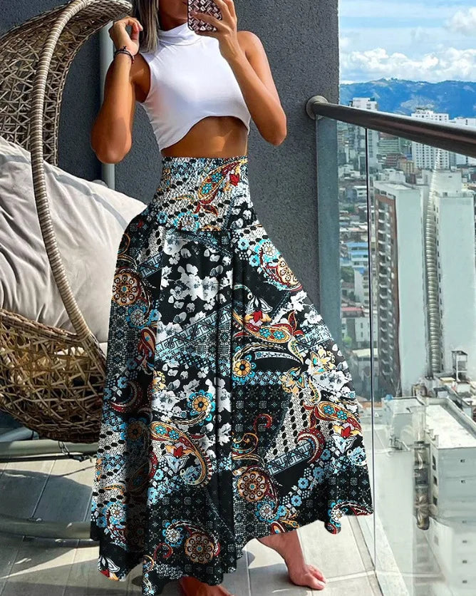 Audrey | Boho Paisley Maxi Skirt
