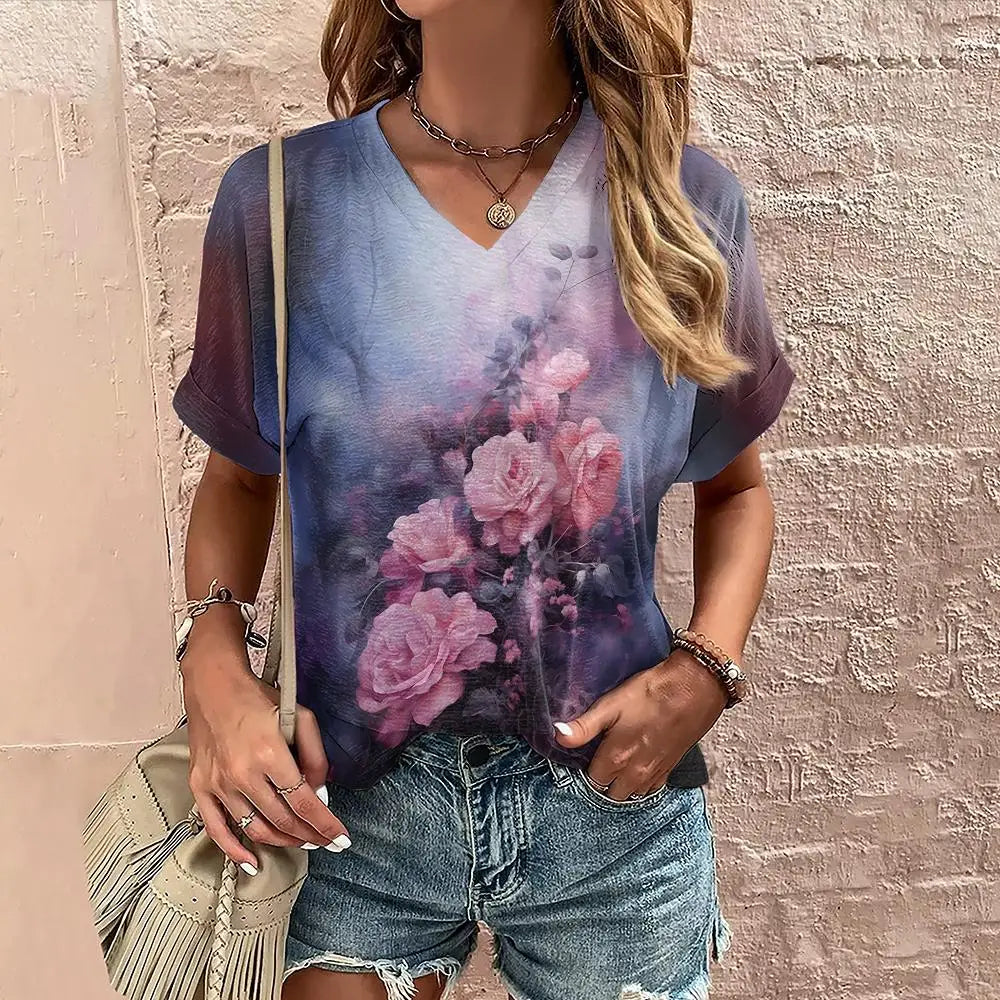 Bella | Twilight Rose V-Neck Summer Top
