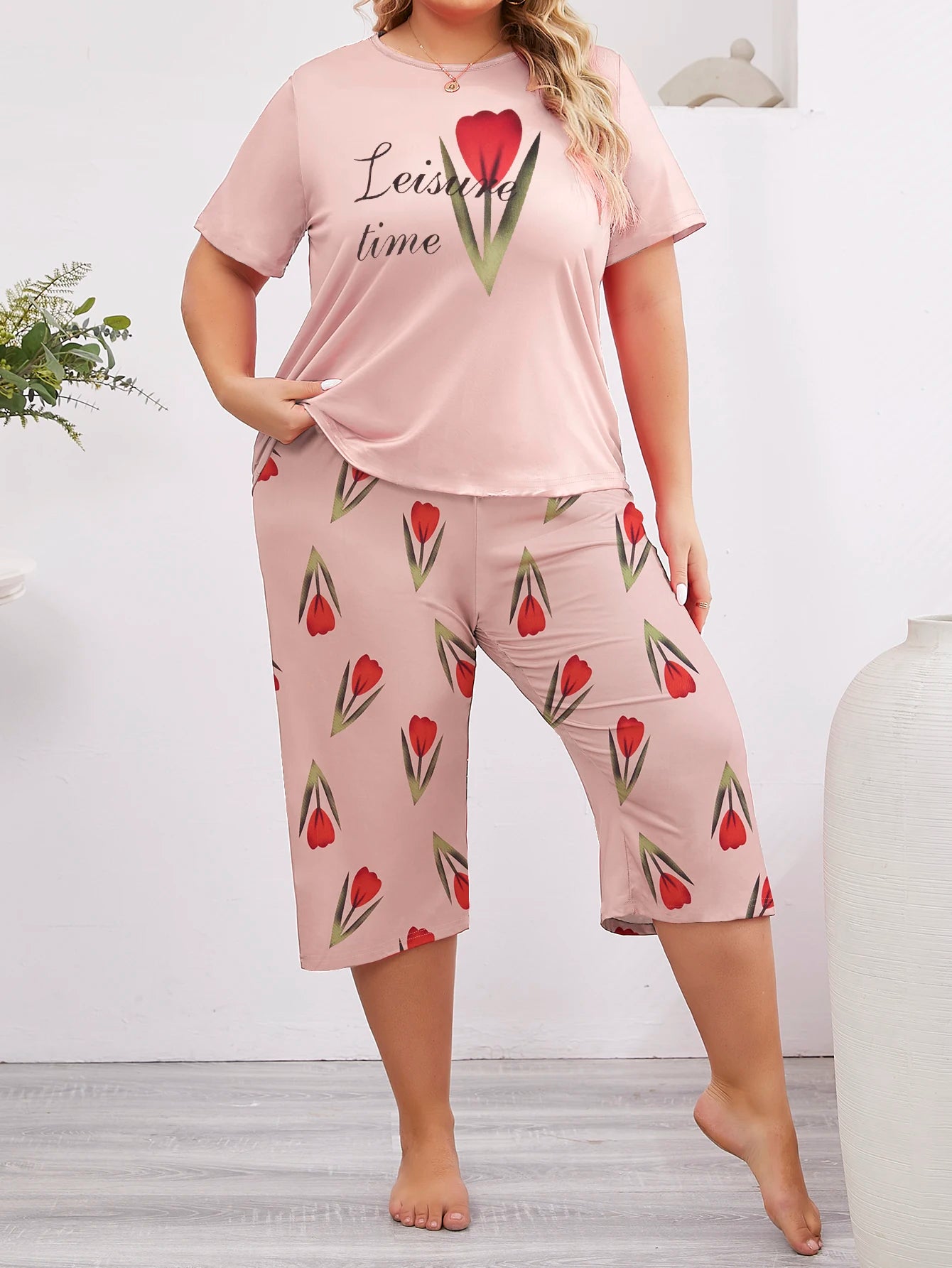 Missy | Leisure Bloom Plus Size Sleepwear Set